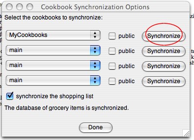 Shop'NCook: Synchronization options before selecting cookbooks
