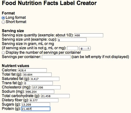 How to make a nutrition facts panel from a recipe | Shop'NCook